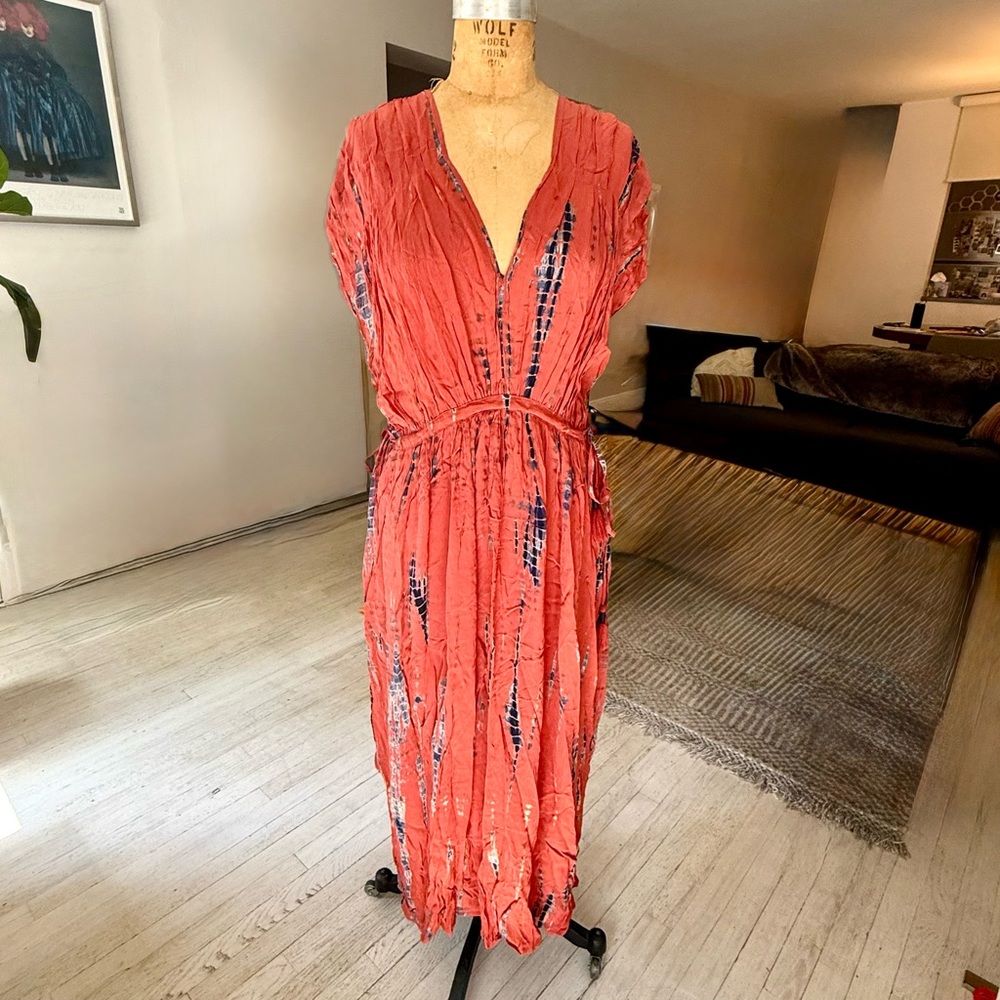 Maison Hotel Red Tie-Dye Maxi Dress